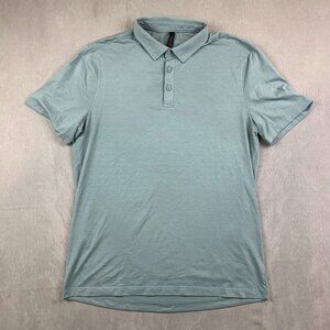 Lululemon Mens Shirt Large Blue-Gray Evolution Short-Sleeve Polo Performance